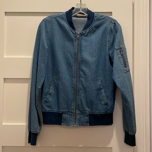 Denim bomber jacket size small.
